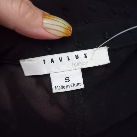 FAVLUX Black Long Sleeve Wrap Blouse - Picture 2 of 3